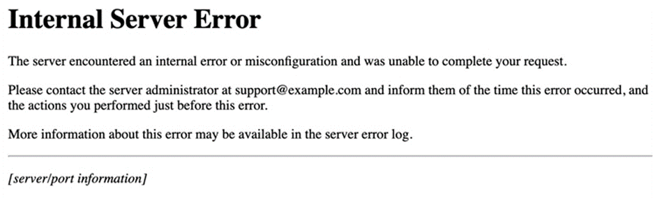 Internal server error