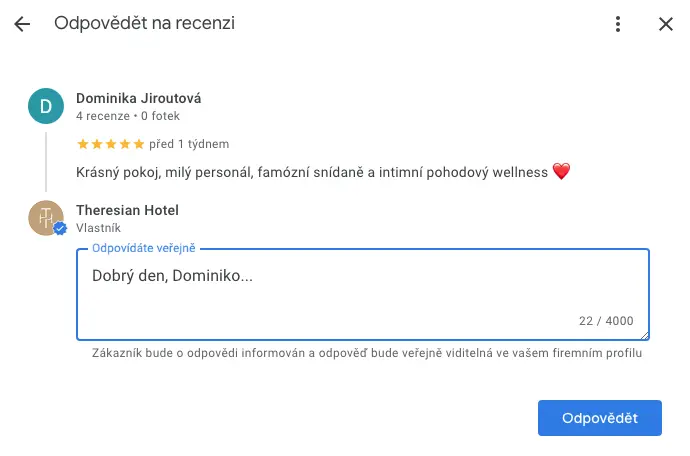 Responding to a Google review