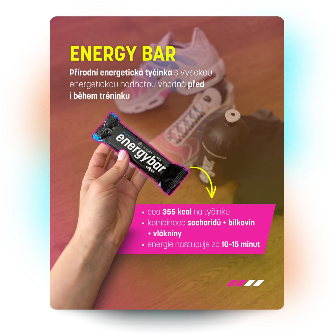 Ukázka edukační grafiky Energy Bar: výživové hodnoty a použití